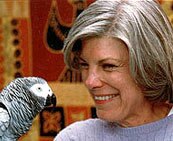 Maggie Wright and her African Grey