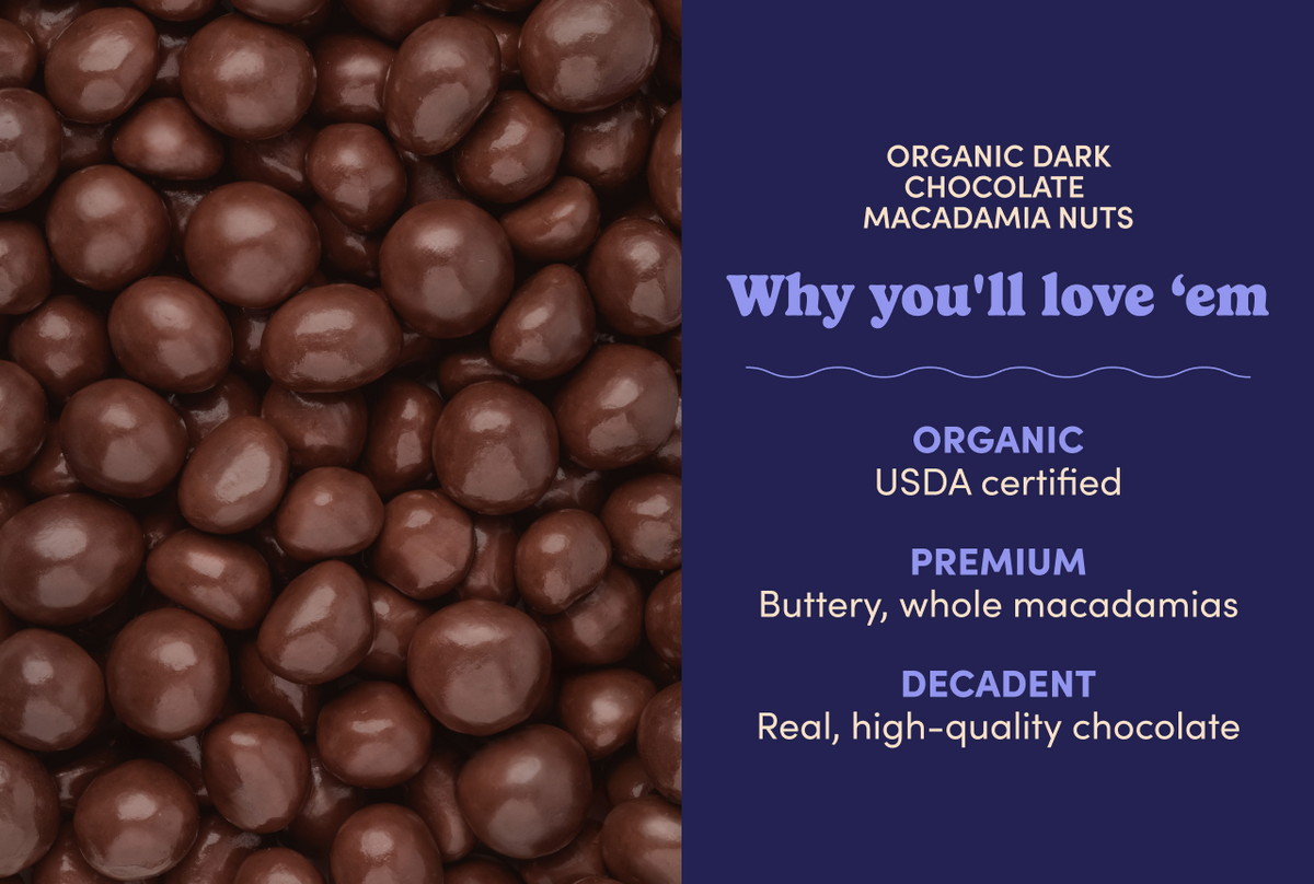 Organic Dark Chocolate Macadamia Nuts