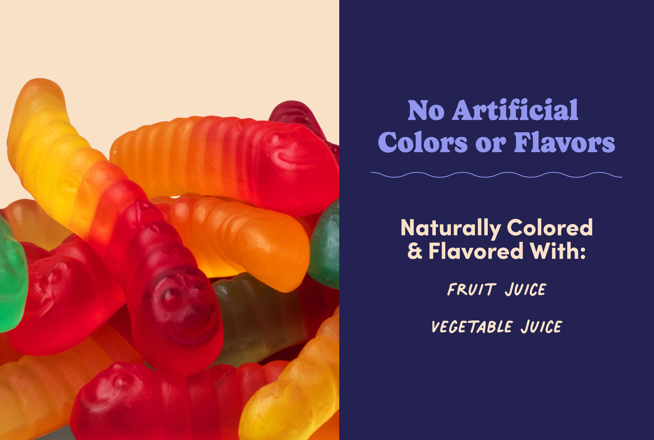 Naturally Colored 5 Flavor Mini Gummy Worms