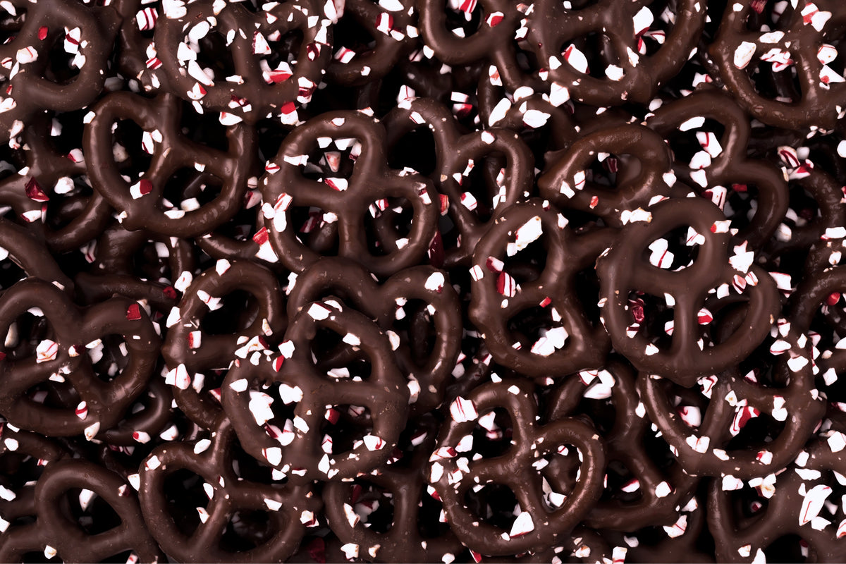 Dark Chocolate Peppermint Twist Pretzels