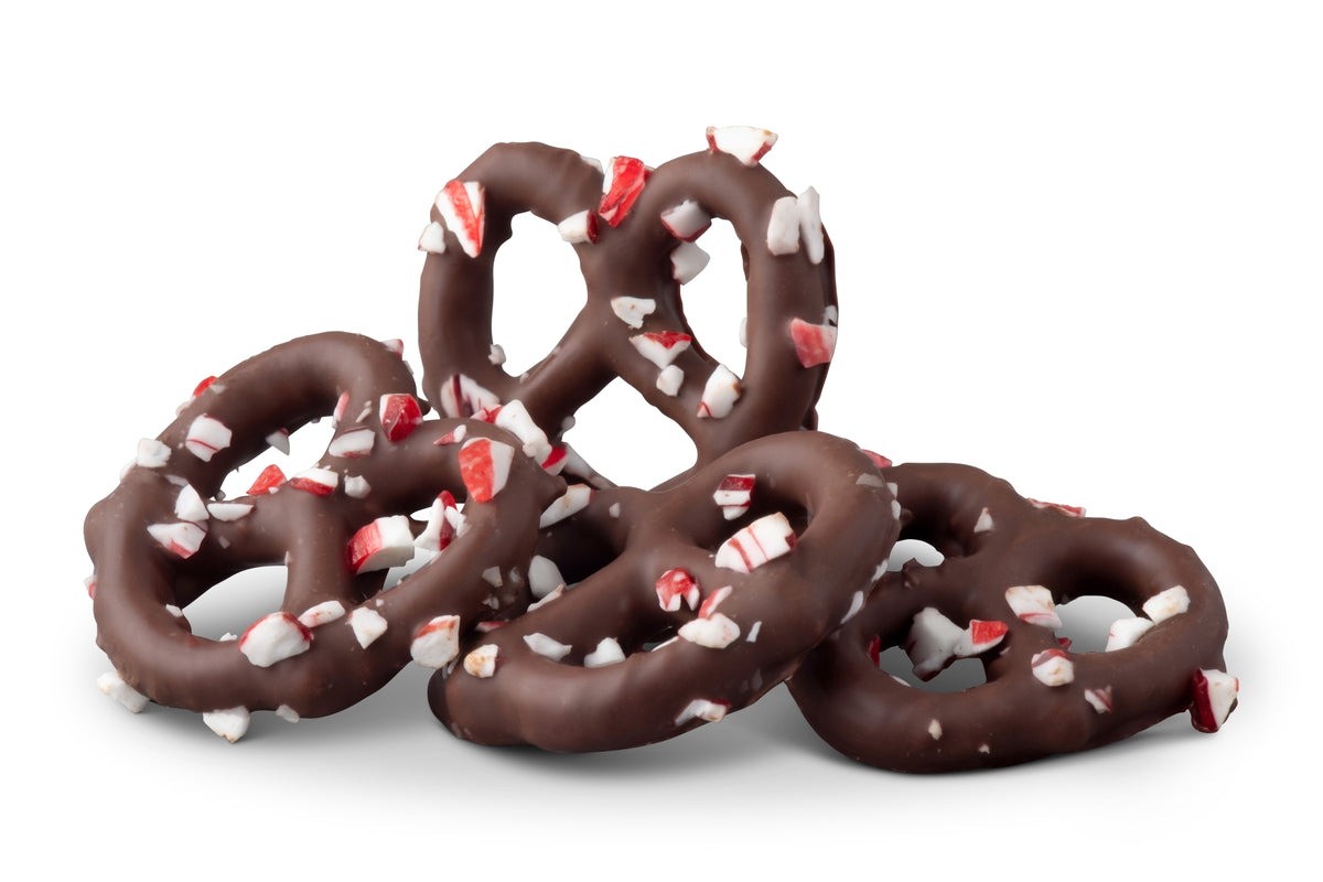 Dark Chocolate Peppermint Twist Pretzels