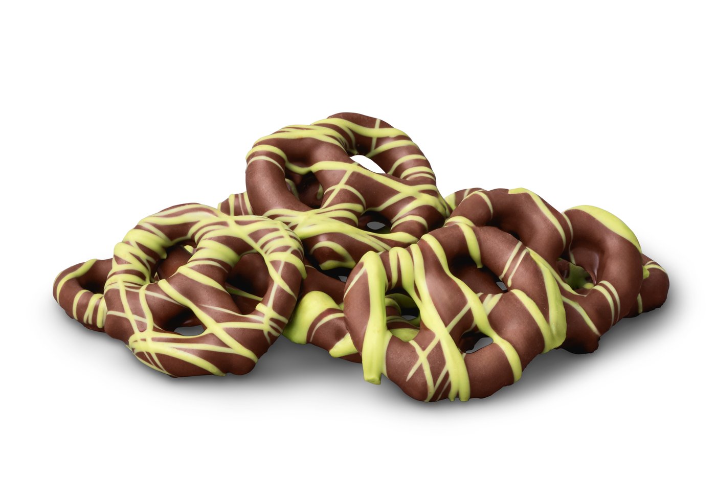 Milk Chocolatey Mini Pretzels with Pistachio Flavored Drizzle photo