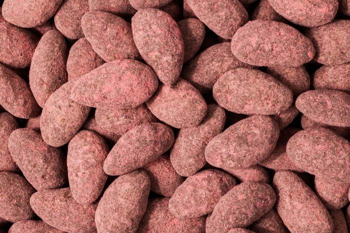 Raspberry Dusted Dark Chocolate Covered Almonds photo