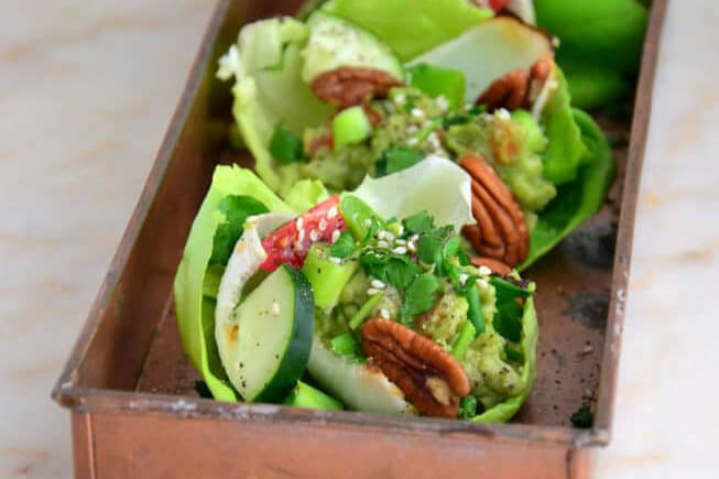 Easy Vegetarian Lettuce Wraps w/Guacamole