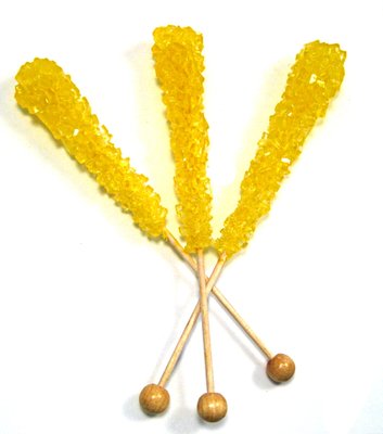 Yellow Rock Candy Sticks (Wrapped)
