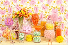 Pink, Yellow, and Green Candy Buffet